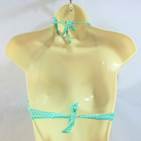 U.S. Polo Assn. Womens Bikini Swim Top Size Small Push Up Dots Sea Green Purple - Picture 2 of 8